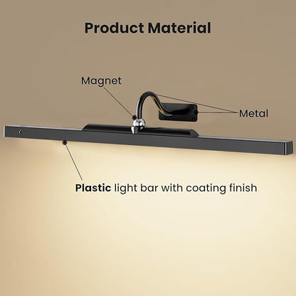 2 Pack Lights for Pictures on Wall Black - Cordless Battery Powered Wall Art Lighting with Dimmable Remote for Living Room, Bedroom & Hallway