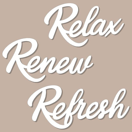 3 Pieces Bathroom Decor White Wooden Bath Room Sign Bathroom Wall Art Farmhouse Relax Renew Refresh Sign (White-large)