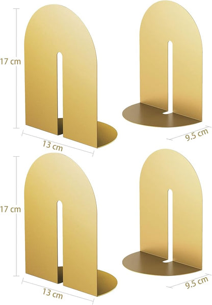 Runway Gold Bookends for Books,2 Pair Metal Book Holders for Office Shelves Adults & Kids Gift(Gold*2)