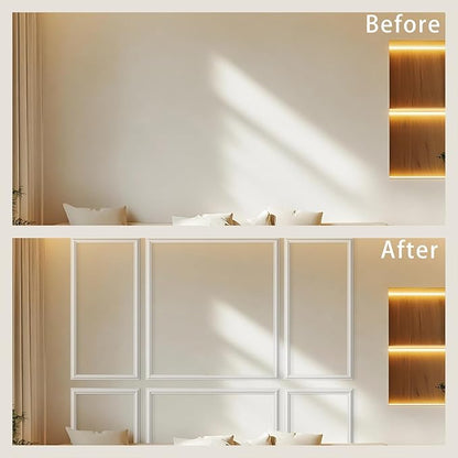 3 Set Peel and Stick Wall Molding Kit,Premade Self Adhesive Wainscoting Panels,Ready to Assemble Accent Molding Trim for Interior Wall Moulding Decor (24x60in)