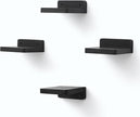 Small Floating Shelf, 4x4 Inch Display Ledges for Wall,Mini Shelves,Rustic Wood Shelf for Bedroom Living Room Bathroom Kitchen (4, Black)