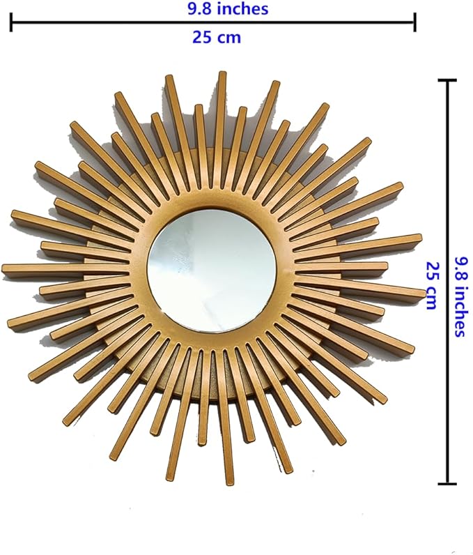Gold Mirrors for Wall Decor Pack of 3. Round Mirrors.Rays of Light and Annual Ring Shape. Decorative Mirrors.Wall Mirrors for Decor Home Decor.Plastic Frames.Glass Mirrors.Sun Gold Color.