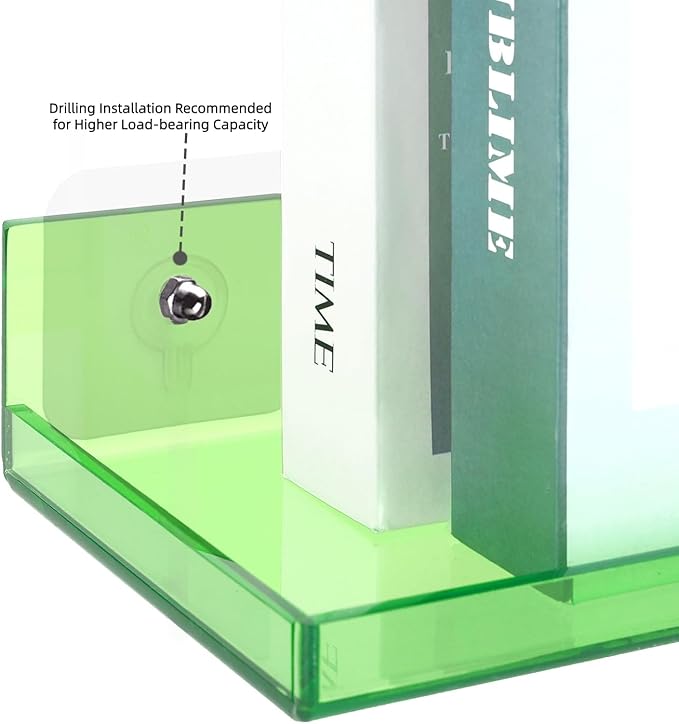 Floating Shelves for Wall Acrylic Wall Shelves for Bedroom Bathroom Living Room Kitchen 16.5X5.5'', Pack of 2, Turquoise Green