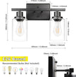 Ascher 2-Light Wall Sconces, Modern Vanity Light Fixture Black Finish, Wall Light with Clear Glass Shade for Mirror Hallway Bedroom, E26 Base (Bulbs Not Included)