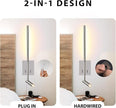 ZEROUNO Modern Plug in Wall Sconce Mounted Wall Reading Light, Corded Brushed Nickel Wall Sconce with On Off Switch, Art Deco Wall Mount Bedside Lamp for Bedroom Living Room Corner etc.