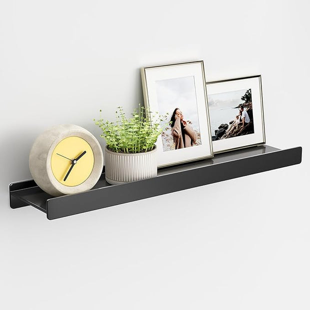 Floating Shelves for Wall, Wall Mounted Shelves with Lip for Storage, Metal Display Shelves for Home Decor, Kitchen/Living Room/Bedroom/Bathroom Shelf, Black 20 inch 1 Pack