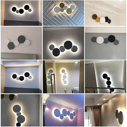 Modern Nordic Round LED Wall Light Black Metal 3000K Warm Light Gold Glow Wall Mounted Lamp for Bedroom Living Room Hallway Stairway Minimalist Ambient Wall Sconce(Dark,8"/20cm)