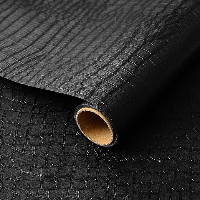 Black Wallpaper Peel and Stick Wallpaper Self Adhesive Removable Wall Paper Vintage 15.7"x78.8" Textured Wallpapers Dark Black Contact Paper for Bedroom Cabinets and Drawers Vinyl Roll