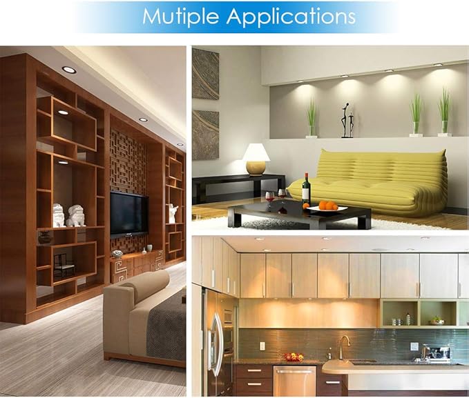 LED Puck Lights Wired Under Cabinet Lighting Dimmable,Recess Mount, Plug In for Display Shelf,Curio,Kitchen Counter Light Fixtures,2.5In Cutout Haogen Retrofit,4000K Natural White,Sliver,3pcs