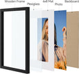 Vittanly 9x12 Picture Frames Set of 4, Display Pictures 6x8 with Mat or 9x12 without Mat, Gallery Wall Frame Set for Wall Mounting, Engineered Wood with Shatter Resistant Plexiglass, Black