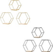 Callicarpa Geometric Hexagon Shaped Floating Shelves Set of 3 Metal Hexagon Shelves Display Shelf for Bedroom, Living Room, Bathroom, Kitchen and Office(Gold)