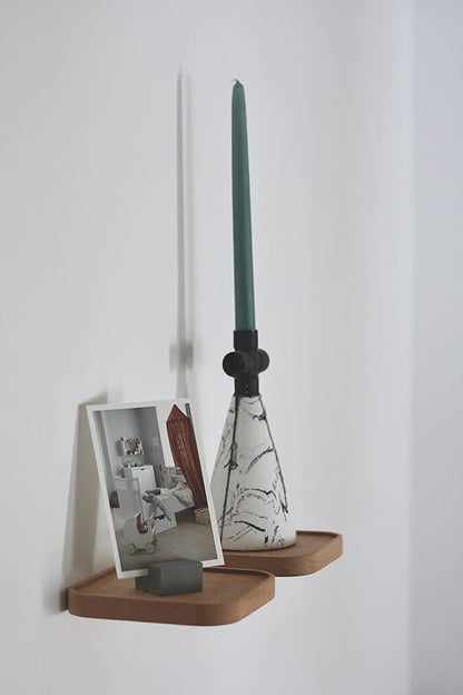 Raft Floating Shelf Wood Round Wall Mounted Showcase Wall Shelf Hanging Planter Storage Wooden Shelf for Plants Photo Candle Invisible Wall Decoration Design Set of 2 (Square 5.9 inch)