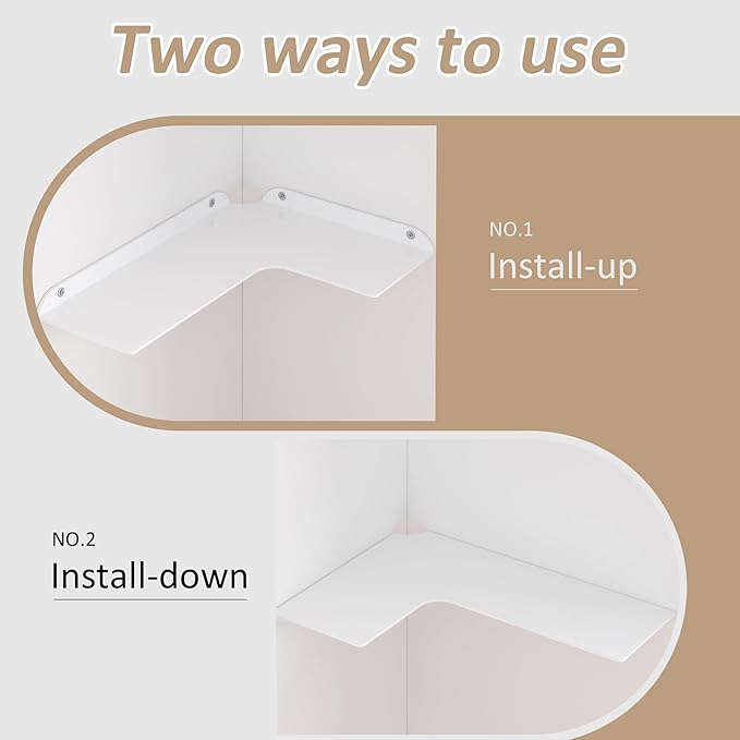 8x11.8 Inch Corner Shelf Wall Mount Set of 4, White Acrylic Corner Floating Shelves, Wall Organizer Shelf for Bathroom, Kitchen, Bedroom, Living Room, Dining Room, Office