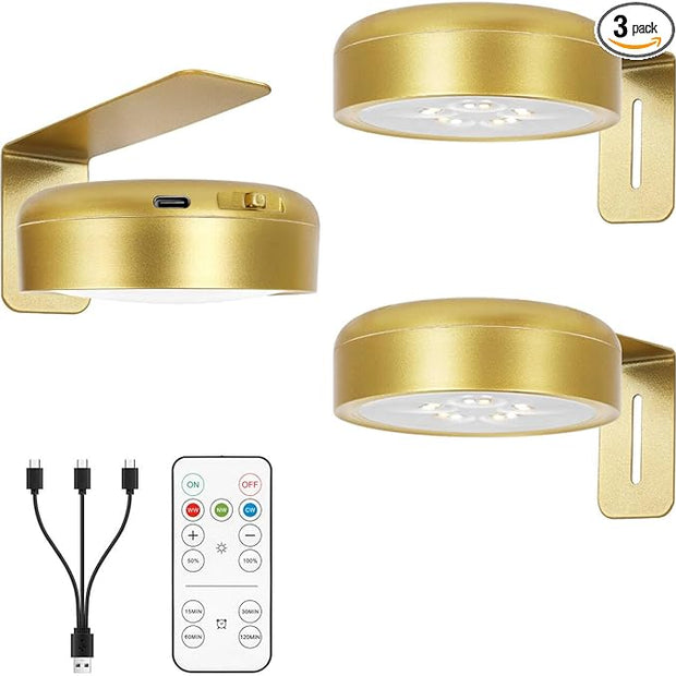 Picture Light for Wall with 2500mAh Rechargeable Battery,Wireless Painting Art Display Lighting for Portait Frame Gallery Poster with Remote ,3 Lighitng Colors&Dimmable Timer for Living Room Bedroom