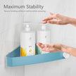 Sotfamily Plastic Shower Caddy Corner (For 90° Only), 4 Pack Adhesive Corner Shower Shelves for Bathroom Organizers and Storage, Light Blue