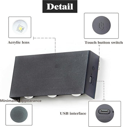 Shelprojsu LED Cordless Wall Sconce Set of 2, 5200mAh Rechargeable Battery Operated Wall Lamp with Remote Control, 3 Colors and Dimmable Magnetic Wireless Wall Light (Black, 2 PCS)