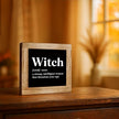 Witch Definition Wooden Sign, Funny Halloween Decor, Decorative Signs and Plaques, Farmhouse Decoration for Table Shelf, Halloween Home Decors, Coffee Bar Club Decor 5.9x5.9 inches