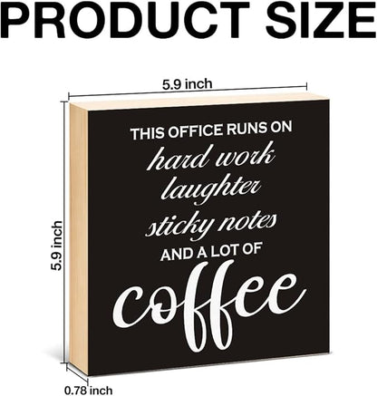 Funny Office Coffee Desk Decor - Funny Office Gift Ideas for Coworker - Double-sided Cafecito Time Wood Box Sign for Farmhouse Home Office Desk Shelf Decor