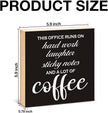 Funny Office Coffee Desk Decor - Funny Office Gift Ideas for Coworker - Double-sided Cafecito Time Wood Box Sign for Farmhouse Home Office Desk Shelf Decor