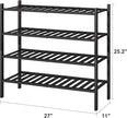 4-Tier Black Bamboo Shoe Rack for Entryway, Stackable | Foldable | Natural, Shoe Organizer for Hallway Closet, Free Standing Shoe Racks for Indoor Outdoor