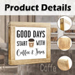 Coffee Sign Decor for Coffees Bar Good Days Start with Coffee & Jesus Wood Farmhouse Wall Sign Inspirational Cafe Bar Decor for Kitchen Home Office Ideal Gift To Christian Coffees Lover 5.9x5.9 Inch