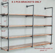 Industrial Wall Mounted Iron Floating Pipe Shelves/Shelving/Racks/Storage/Bookcases/Brackets, DIY Open Bookshelves/Shelving for Kitchen/Office, Retro Black,(5-Tier Shelf Brackets,Not Include Planks)