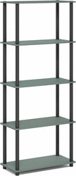 Furinno Turn-N-Tube Storage Shelves, 5-Tier Book Shelf, Corner Shelf, Toolless Open Shelves, for Organization and Storage, Living Room, Garage, Home Office, Sage Green