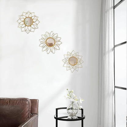 Champagne Gold Round Mirrors for Wall Pack of 3 - | 9 inch Decorative Mirrors for Valentine Wall Decor& Vintage Room Decor | Circle Mirror Modern Valentine Gifts for Women & Moms