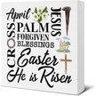 Easter Decor - Easter Decorations for Home - He Is Risen Wood Sign Home Office Living Room Bedroom Desk Shelf Table Tabletop Decor 5×5 Inches