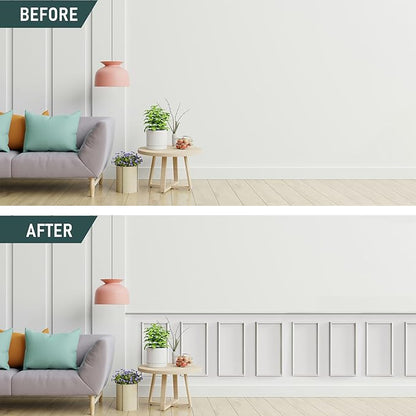 Melkus Peel and Stick Wall Molding Kit, 3 Sets 12" x 24" Precut Wainscoting Panels, Self Adhesive Molding Trims for Interior Wall Décor