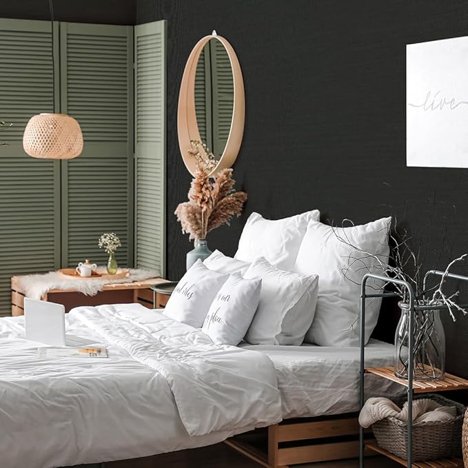 Tempaper Textured Black Horizontal Faux Grasscloth Removable Peel and Stick Wallpaper, 20.5 in X 16.5 ft, Made in The USA