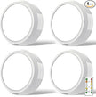 HOLKPOILOT Puck Lights with Remote Control, Under Cabinet Battery Operated, Under Counter Puck Lighting, Wireless Stick On Lights White (4pack)