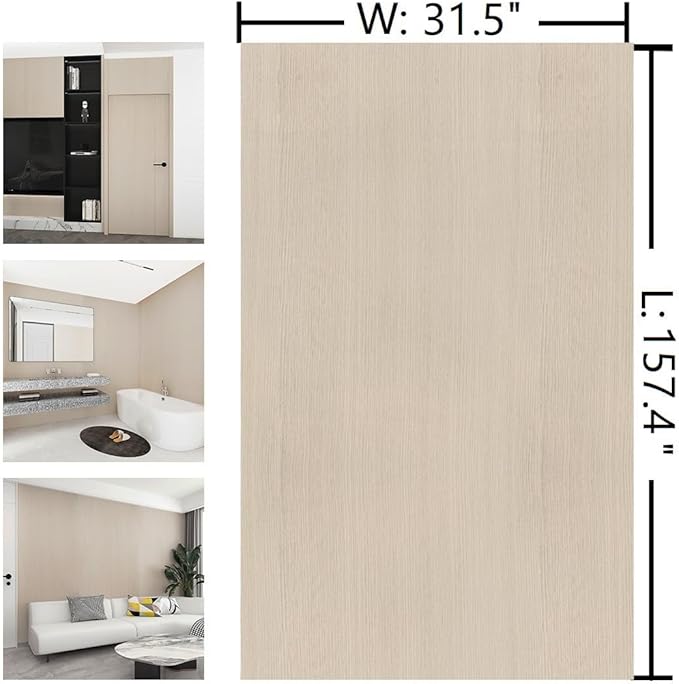 31.5"x157" Large Size Peel and Stick Wallpaper Beige Wood Look Contact Paper for Walls Furniture Waterproof Wood Vinyl Film for Bathroom Bedroom Living Room Kitchen Temporary Modern Wallpaper