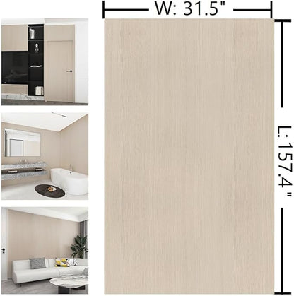 31.5"x157" Large Size Peel and Stick Wallpaper Beige Wood Look Contact Paper for Walls Furniture Waterproof Wood Vinyl Film for Bathroom Bedroom Living Room Kitchen Temporary Modern Wallpaper
