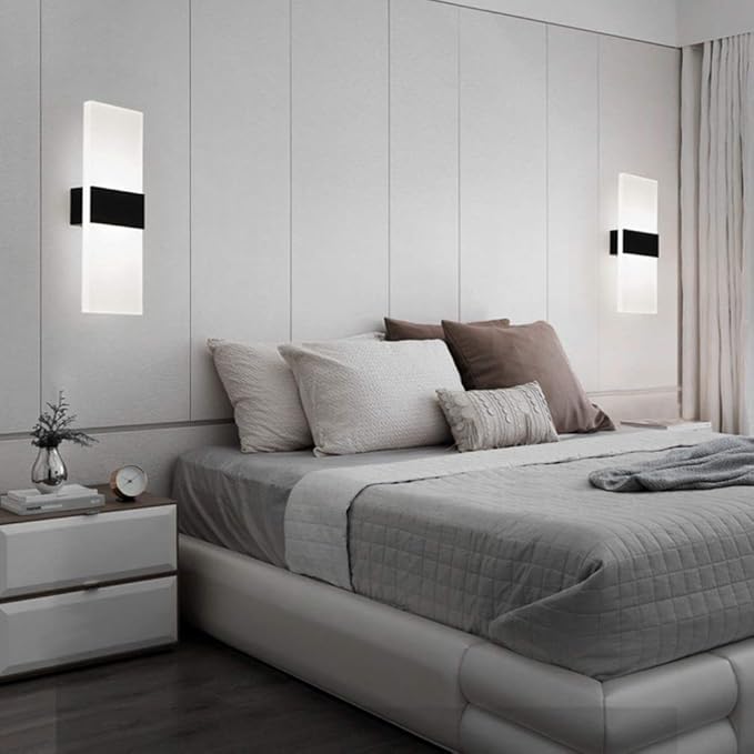 Mobestech LED Wall Light Modern Acrylic Wall Sconce Rectangle Wall Lamp for Bedroom Living Room Stairway Hotel Hallway Pathway Corridor
