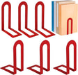 Chunful 6 Pcs Modern Metal Book Ends for Shelves Decorative Small Bookends Book Shelf Organizer Minimalist Design Stopper to Hold Books for Home Office (Red,5.5 * 3.75 * 2.25inch)