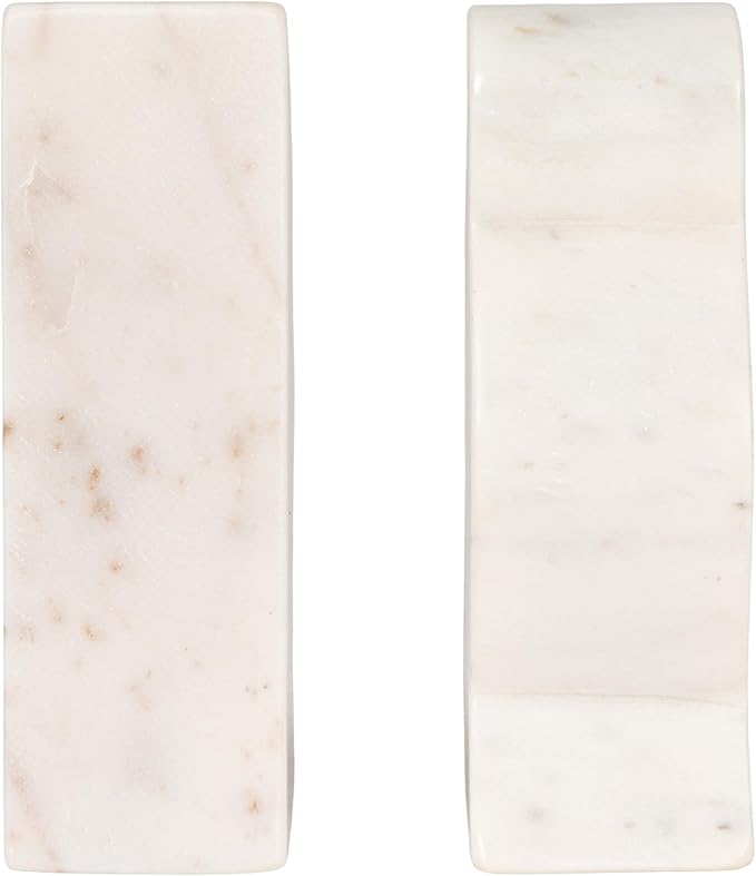 Creative Co-Op Decorative Marble Wave Bookends, Mottled White