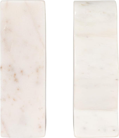Creative Co-Op Decorative Marble Wave Bookends, Mottled White
