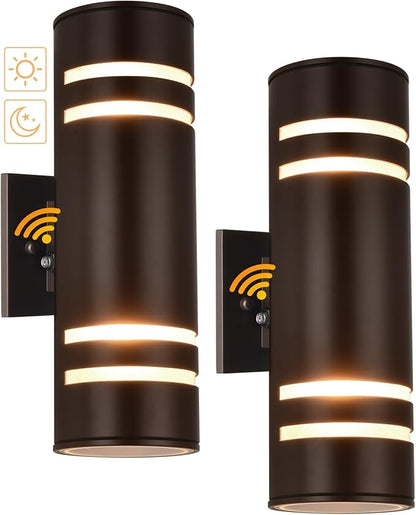 Housen Solutions Dusk to Dawn Outdoor Wall Lights 2 Pack, Waterproof Exterior Lighting Fixtures, Up Down Porch Light Outside for House Garage, Bronze