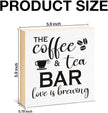 Funny Coffee and Tea Bar Decor - Coffee Lover Gift Ideas for He She - Double-sided Wood Box Sign for Home Kitchen Farmhouse Office Desk Shelf Decor