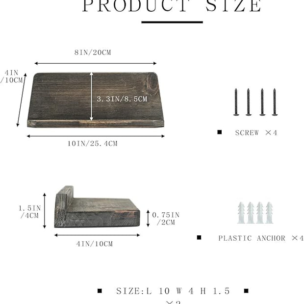 Freezing point Small Floating Shelves for Wall Set of 2 Natural Wood Trapezoid 10×4Inch Mini Wall Shelf Decor Plant Display Mounted Kitchen Bathroom Bedroom Corner Decorative Storage Tiny Stand