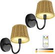 Battery Operated Wall Sconce Set of 2, Rechargeable Wireless Sconces with Dimmable Detachable Magnetic Bulbs and Remote, 3 Colors Wall Lights for Bedroom Living Room Hallway Fireplace