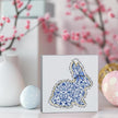 Happy Easter Sign Easter Table Decor Bunny Decor Blue And White Chinoiserie Decor Wooden Box Sign for Home Office Bedroom Living Room Desk Shelves