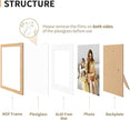 8x10 Picture Frame Set of 4, Displays 5x7 with Mat or 8x10 Without Mat, Photo Frames for Wall Hanging or Tabletop, Includes HD Plexiglass, Light Wood Grain