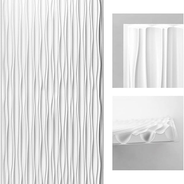 Art3d 46.2 SF White Large PVC 3D Wall Panels for Interior Wall Décor,3D Textured Wavy Wall Panels Decorative, Pack of 6 Tiles(47.2"×23.6")