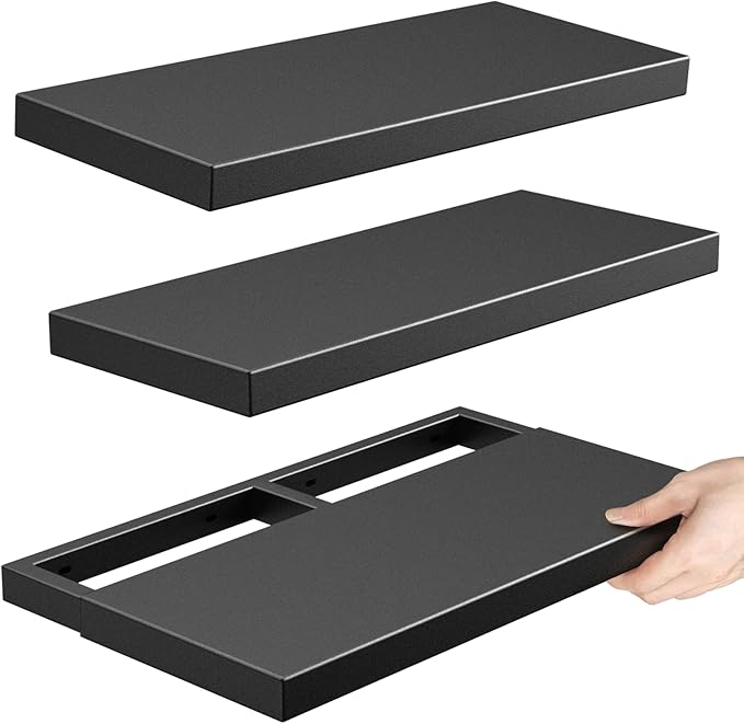 Floating Shelves for Wall - All-Metal Construction Heavy Duty Bathroom Shelves, Floating Shelves Rustproof & Waterproof, Wall Mount Shelves for Bathroom, Kitchen, Bedroom, Office (2 Pack)
