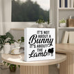 Easter Decor - Easter Decorations for Home - It's Not About a Bunny It's About the Lamb Wood Sign Home Living Room Bedroom Desk Shelf Table Tabletop Decor 5×5 Inches