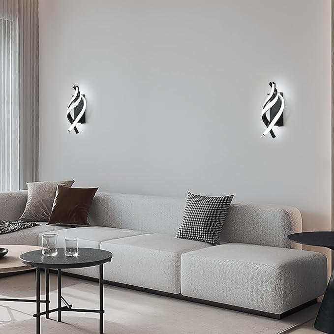 DELIPOP Wall Sconces, Spiral Modern LED Wall Sconce Lighting, 21W 6500K Cool White Indoor Wall Light Wall Light Fixtures, Acrylic LED Wall Lamp for Bedroom Bathroom Living Room Hallway Balcony
