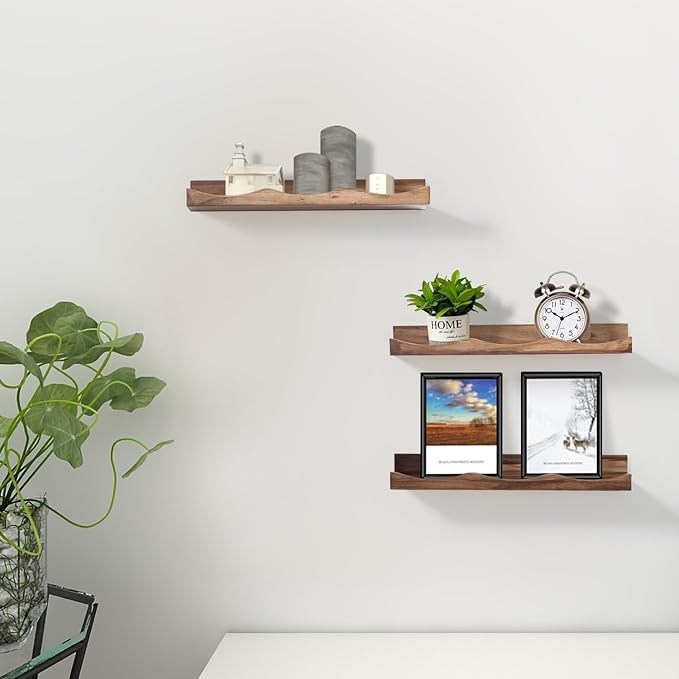 AZSKY Floating Bookshelf for Kids, Floating Shelves for Wall, Cloud Picture Ledge Shelf - Walnut, 15.7 Inches, Nursery Book Shelves Set of 3, Baby Book Shelf for Baby & Toddler Room Decor