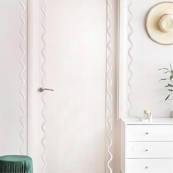 Ripeng Unfinished Scalloped Decorative Wood Trim 15.75 x 2.9 Inch Scalloped Wood Molding Cute DIY Moulding Trim for Home Wall Cabinet Shelf Window Door(12 Pcs,Elegant Style)